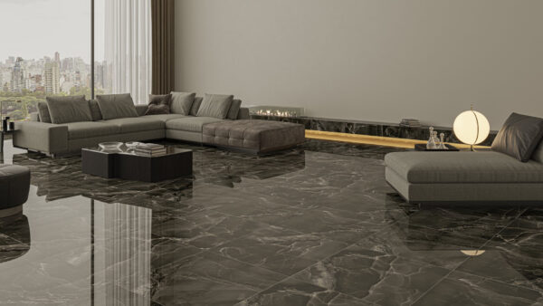 Piso Ônix Black Polido Retificado 75x75 karina