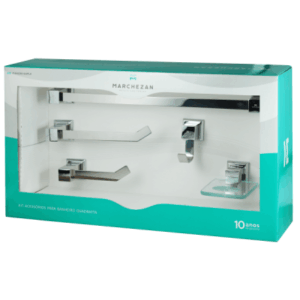 Kit Acessórios para Banheiro Quadratta com 5 peças em Aço Inox